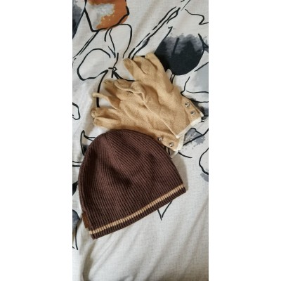 Coach Brown pull on hat with matching gloves   eb-44760817